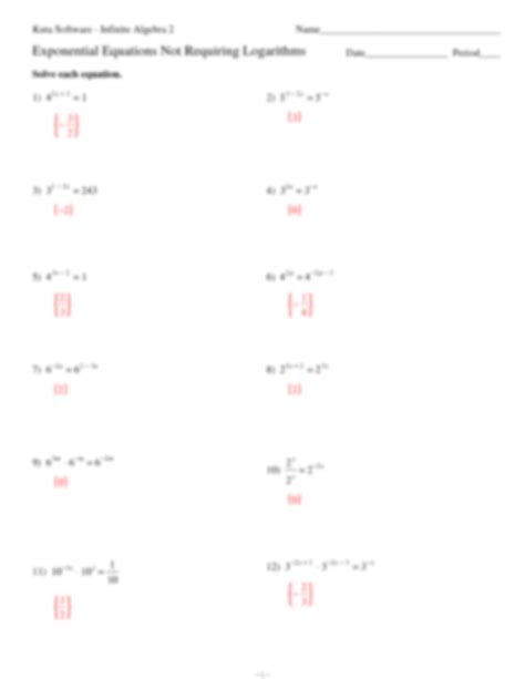 Solving Exponential Equations Using Logarithms Maze With 2 Ends