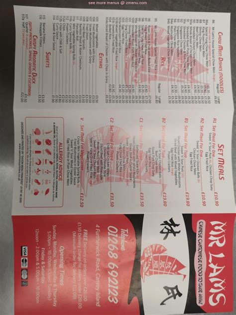 Online Menu Of A Lin Chinese Takeaway Restaurant Canvey Island United