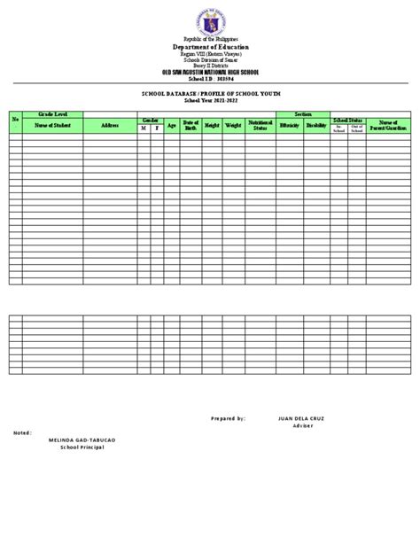 School Database Template | PDF