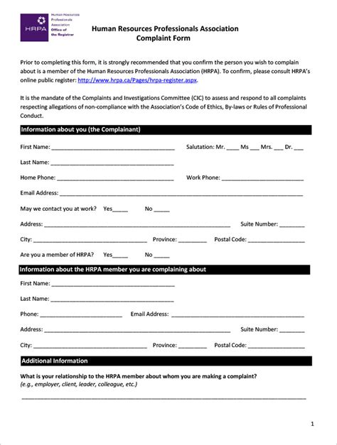 33 Hr Complaint Forms Free Sample Example Format Free And Premium Templates