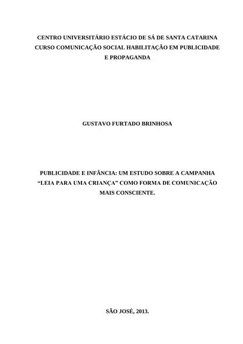 Pdf Publicidade E Inf Ncia Um Estudo Sobre A Campanha Leia Para Uma