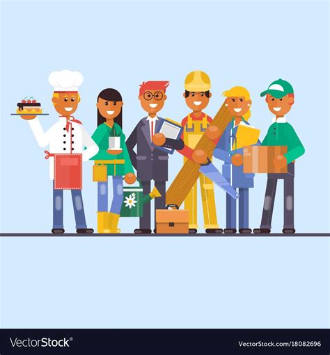 Flat Professional Worker Icon Set Vector Image On VectorStock Icon