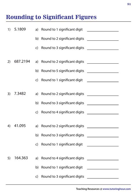 Worksheet3 Very Easy Rounding To Significant Figures Teaching Resources Tutoringhour S 1