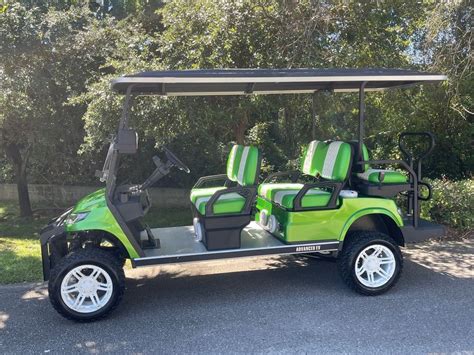 2023 Lime Green Custom Advanced Ev Advent 6 Passenger Street Legal Golf Cart W Lithium Battery