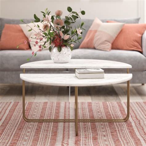 Athena Coffee Table White Faux Marble 18 00 X 36 00 X 18 00 Kroger