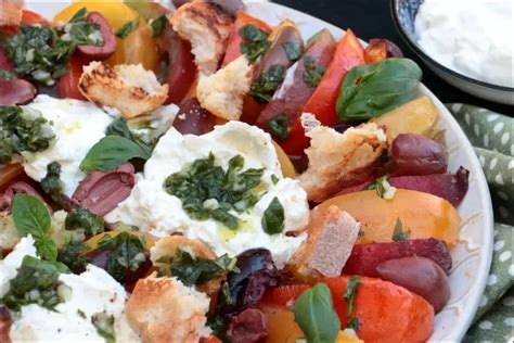 Salade De Tomates Et P Ches Burrata Sauce Chimichurri Happy Papilles