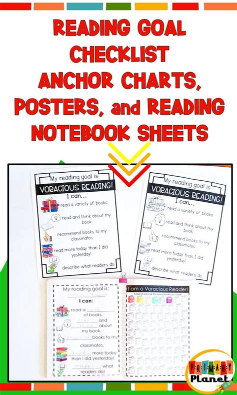 These Reading Goal Anchor Charts Posters And Reading Notebook Sheets