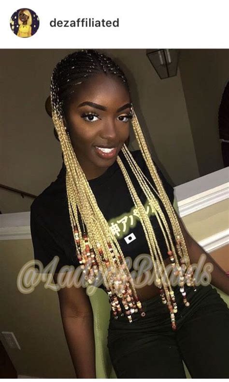 Blonde Ombre Lemonade Braids With Beads Black Hair Tribe