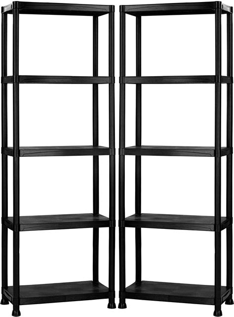 Oypla X Tier Black Plastic Heavy Duty Shelving Racking Storage Unit