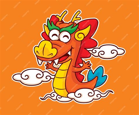 Premium Vector | Cartoon cute chinese dragon zodiac on eastern cloud ...