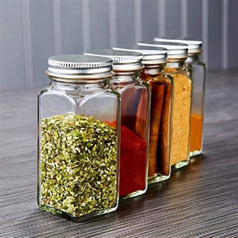 Tebery Pack Spice Jars Bottles Oz Glass Spice Jars With Silver