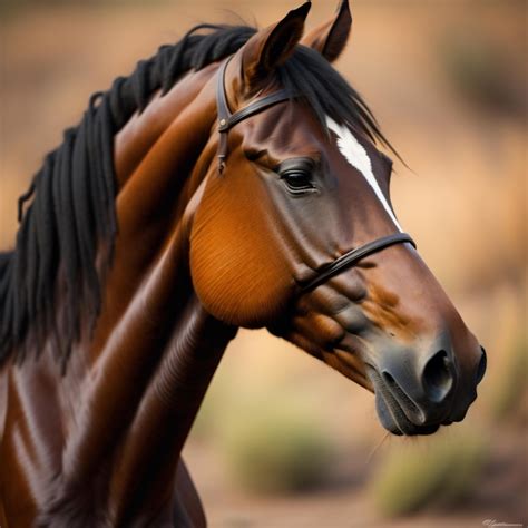 Um Cavalo Marrom Uma Mancha Branca No Rosto Foto Premium