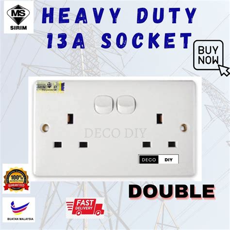 Sirim 13a Double Switch Socket Dua Socket Twin Socket Pvc Socket Socket Double