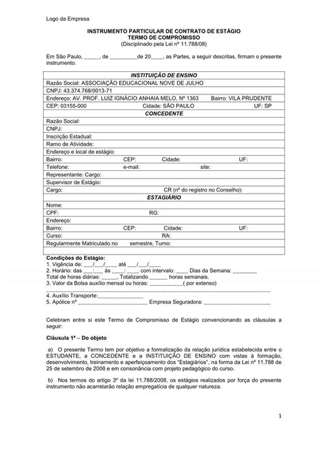 Contrato De Estagio