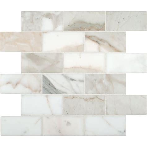 Msi Calacatta Gold Mounted X Marble Subway Tile In White