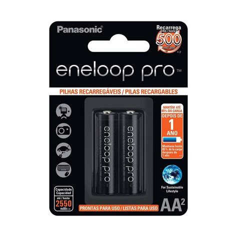 Pilha Recarregável Eneloop Pro Aa2 Panasonic 02 Unidades Pç 2