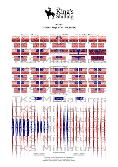 US Naval Flag Sheet 1776-1815 – The King's Shilling