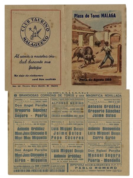 Lot Detail Ernest Hemingway S Own Bullfighting Ticket And Schedule