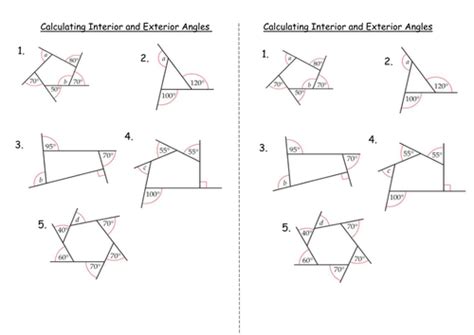 Worksheet Interior And Exterior Angles Of Polygons Angles In