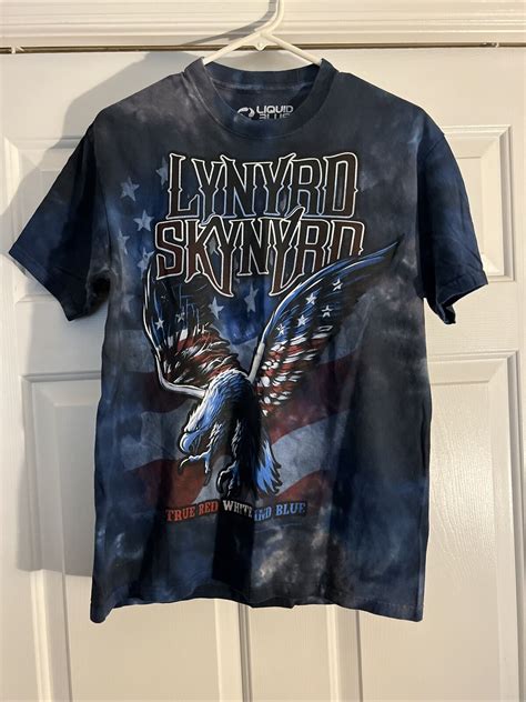 Lynyrd Skynyrd Liquid Blue Eagle Usa Flag Red White Blue Patriot Tie Dye Mens Md Ebay