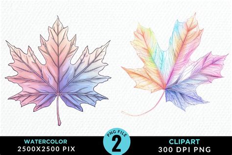 Watercolor Fall Leaves Design Clipart