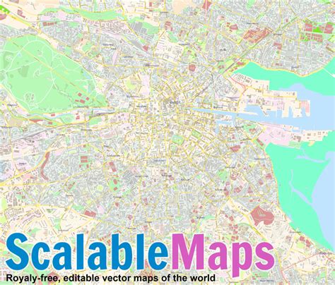 FREE vector map of Dublin (center) (colorful city map theme)