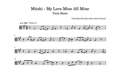 Mitski My Love Mine All Mine Viola Sheet