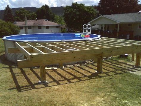 Above Ground Pool Deck Framing Agp Deck Question 179 Wide Deck Frame But 16 Decking