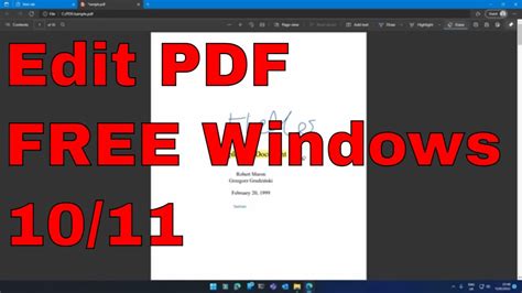 How To Edit A Pdf For Free On Windows Or Youtube