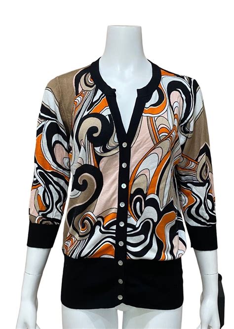 Roz Ali Psychedelic Swirl Print Cardigan Womens Si Gem