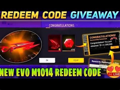 FREE FIRE LIVE NEW EVO M1014 REDEEM CODE GIVEAWAY TODAY YouTube