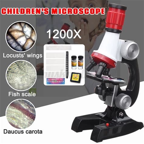 Microscope Kit Science Lab LED 100-1200X Biological Microscope Home ...