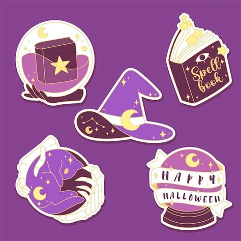 Premium Vector Magical Elements Witch Mystical Halloween Sticker