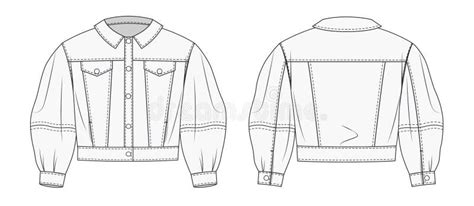 Technical Sketch Denim Jacket Stock Illustrations 410 Technical