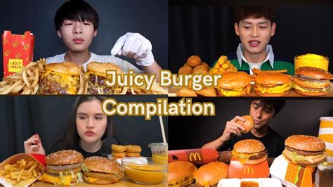 Mukbangers Eating Burger Asmr Burger Compilation Youtube