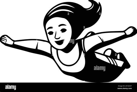 Vector illustration of a girl falling on the sky. Cartoon style Stock ...