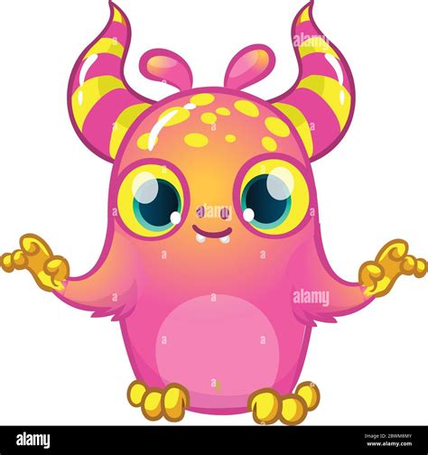 Funny cartoon monster. Vector illustration of cute monster creature ...