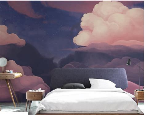 Abstract Hand Painted Colorful Clouds Wallpaper Wall Mural Etsy