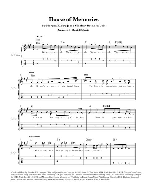 House Of Memories Arr Daniel Roberts By Brendon Urie Sheet Music For Guitar Tab At Sheet