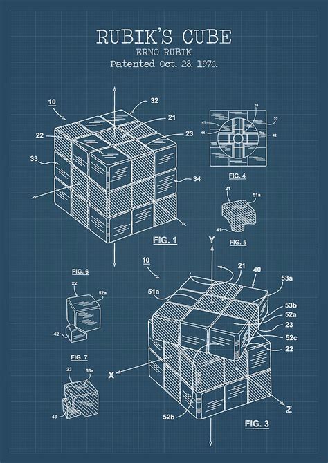 Rubik Cube Blueprint Digital Art By Dennson Creative Pixels