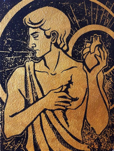 Sacrifice Linocut Print Gold Engraving F Printmaking By Yulia Babulina