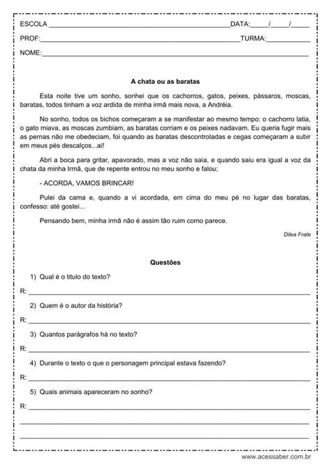 Gênero Textual Música Com Interpretação 4 Ano - Interpretação de Texto Com Música Para o 3º Ou 4º Ano