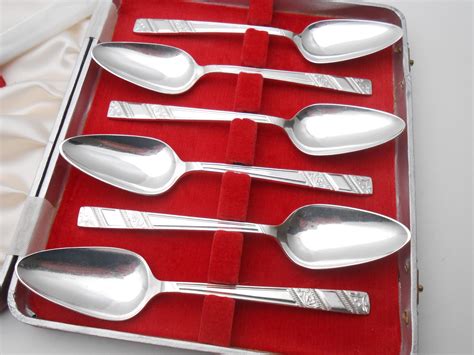 Viners Silver Rose Pattern Grapefruit Eating Set Vintage Cased