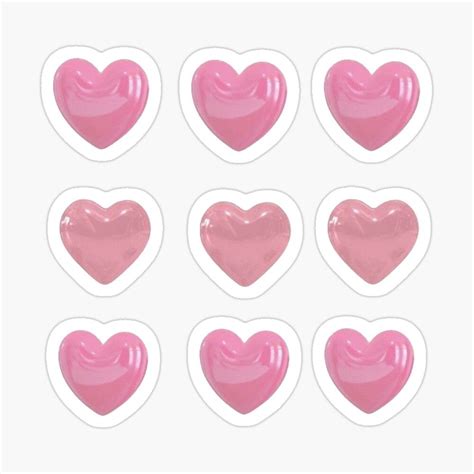 3d Pink Hearts Sticker Pack Bundle Sticker For Sale By Elixerstudios