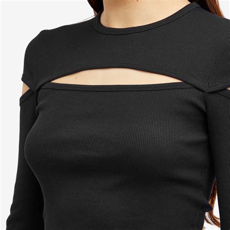 Helmut Lang Double Slash Long Sleeve Top Basalt Black END HK