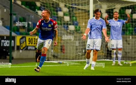 Linfield Player Kirk Millar Linfield Vs Pogo Szczecin Uefa Europa