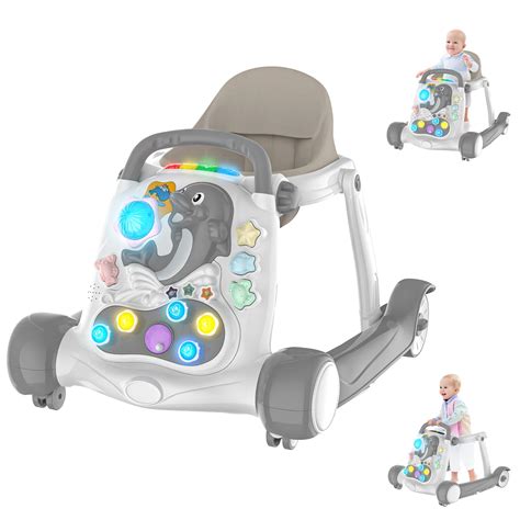 Baby Walker with Wheels, 2-in-1 Activity Walker Learning-Seated, Walk ...