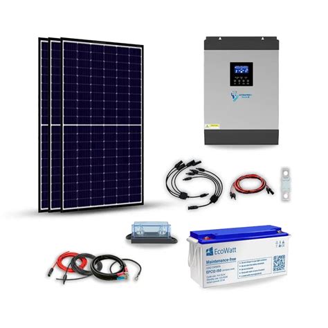 Kit Solaire 1000w Autonome Hybride 3kva 24v 230v Stockage 3600wh