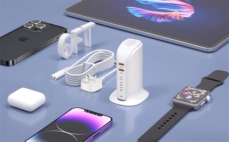 Qurzou Usb C Charging Station W Multi Usb C Charger Tower Port Usb