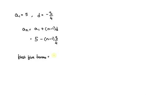 Solved Write The First Five Terms Of The Arithmetic Sequence Use The